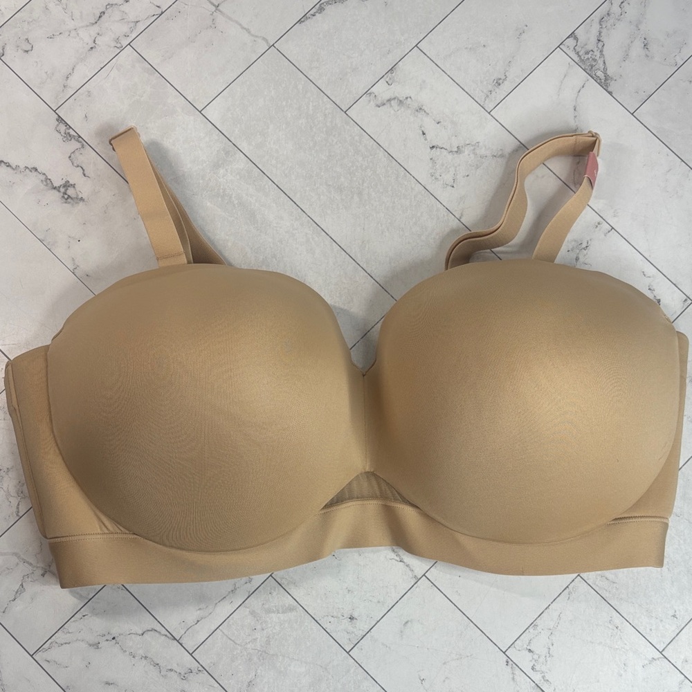 NWT Cacique Lane Bryant Womans Bra Nude Comfort Bliss Strapless UNDERWIRE 40F
